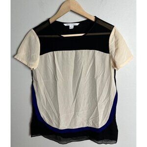 Diane von Furstenberg DVF Becky CDC Silk Colorblock Blouse Size 4 Women’s